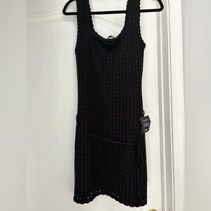 LULUS NWT black knit dress with string belt size medium